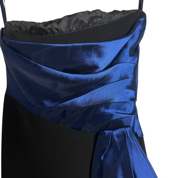 Shoshanna Midnight Moira Black Blue Sash Strapless Evening Formal Gown Size 4 - Picture 9 of 16